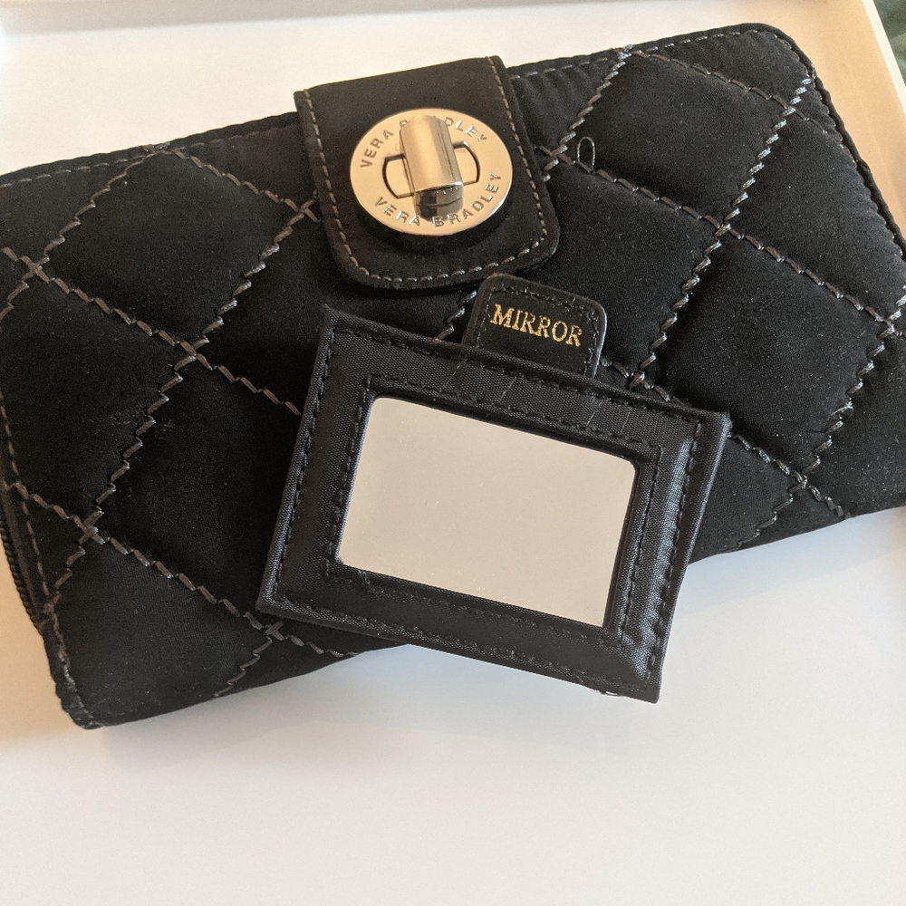 Vera Bradley Black Quilted Wallet - Picture 1 of 8